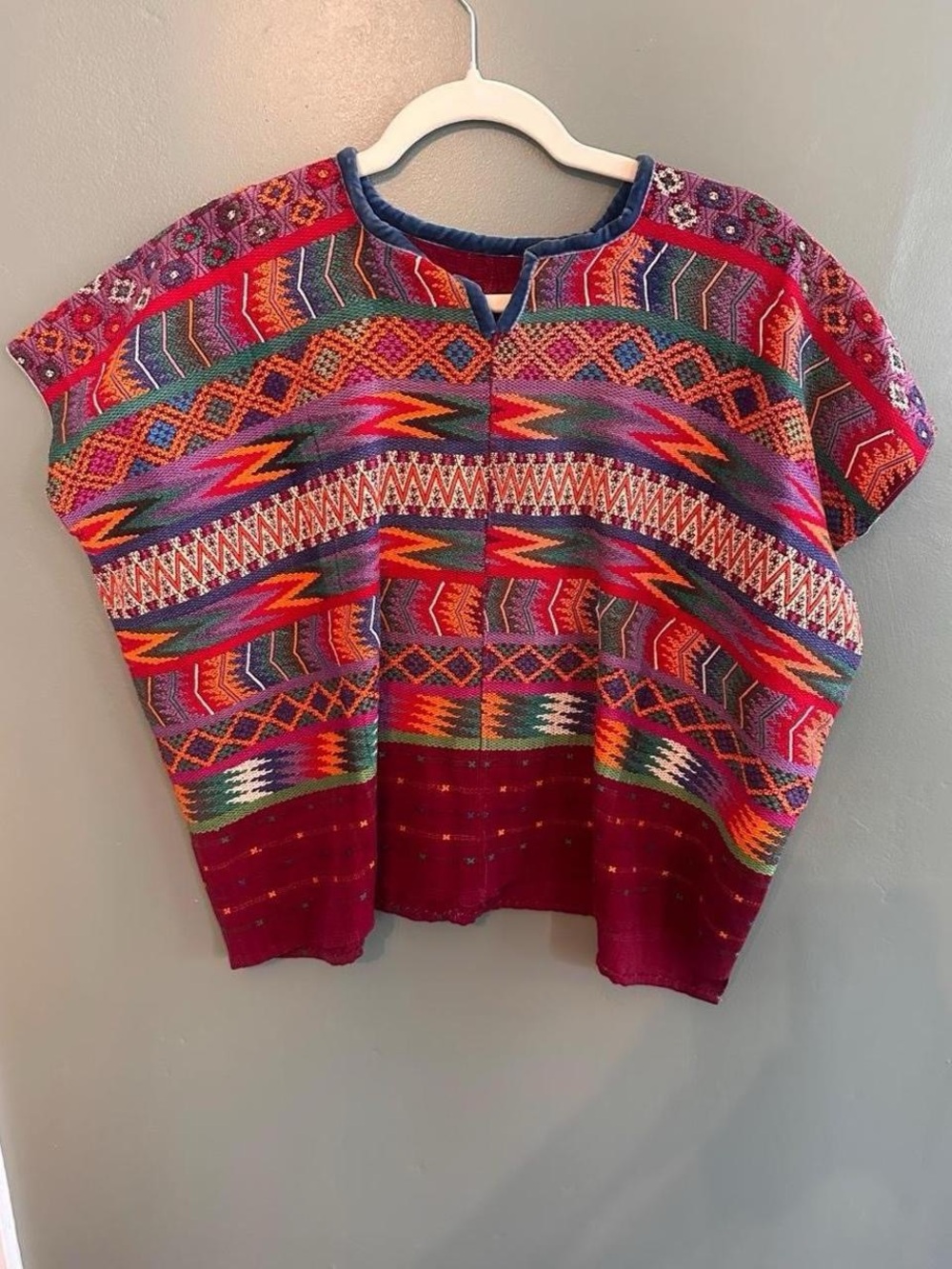 Vintage Traditional Mesoamerican Handwoven Geometric Pattern Huipil